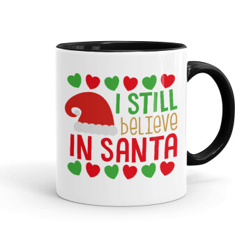 Ι still believe in Santa hearts, Mug colored black, ceramic, 330ml