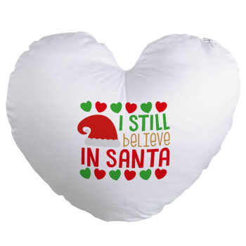 Ι still believe in Santa hearts, Μαξιλάρι καναπέ καρδιά 40x40cm περιέχεται το  γέμισμα
