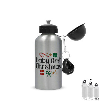 Baby first Christmas, Metallic water jug, Silver, aluminum 500ml