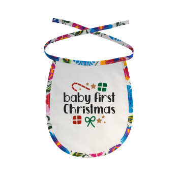 Baby first Christmas, Σαλιάρα μωρού αλέκιαστη με κορδόνι Χρωματιστή