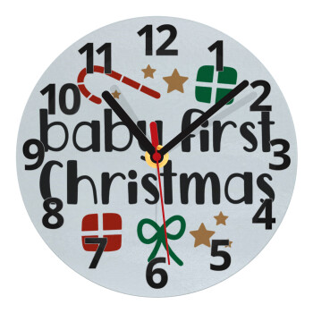 Baby first Christmas, Ρολόι τοίχου γυάλινο (20cm)