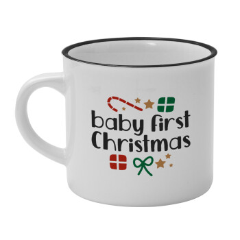 Baby first Christmas, Κούπα κεραμική vintage Λευκή/Μαύρη 230ml