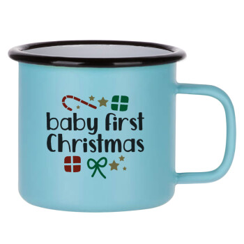 Baby first Christmas, Κούπα Μεταλλική εμαγιέ ΜΑΤ σιέλ 360ml