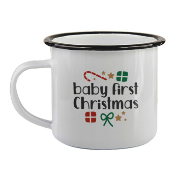 Baby first Christmas, Κούπα εμαγιέ με μαύρο χείλος 360ml