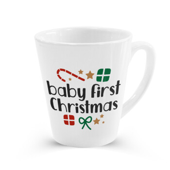 Baby first Christmas, Κούπα κωνική Latte Λευκή, κεραμική, 300ml
