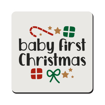 Baby first Christmas, Τετράγωνο μαγνητάκι ξύλινο 9x9cm