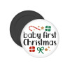 Baby first Christmas, Μαγνητάκι ψυγείου στρογγυλό διάστασης 5cm