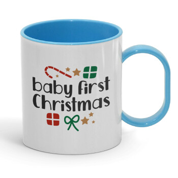 Baby first Christmas, Κούπα (πλαστική) (BPA-FREE) Polymer Μπλε για παιδιά, 330ml