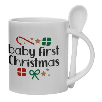 Baby first Christmas, Κούπα, κεραμική με κουταλάκι, 330ml (1 τεμάχιο)