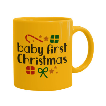 Baby first Christmas, Κούπα, κεραμική κίτρινη, 330ml (1 τεμάχιο)