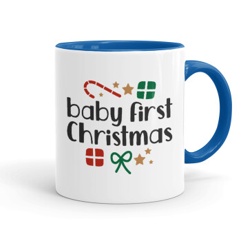 Baby first Christmas, Mug colored blue, ceramic, 330ml