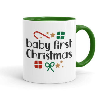 Baby first Christmas, Mug colored green, ceramic, 330ml