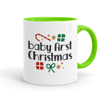 Baby first Christmas, Mug colored light green, ceramic, 330ml