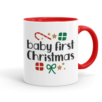 Baby first Christmas, Mug colored red, ceramic, 330ml