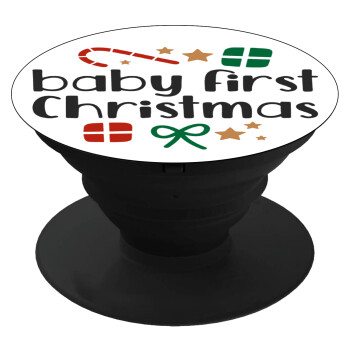 Baby first Christmas, Pop Socket Μαύρο Βάση Στήριξης Κινητού στο Χέρι