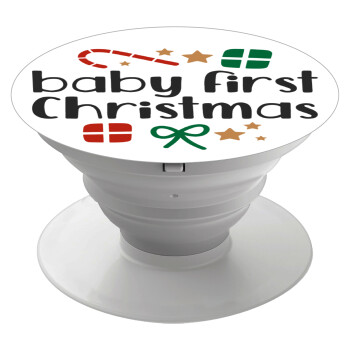Baby first Christmas, Pop Socket Λευκό Βάση Στήριξης Κινητού στο Χέρι