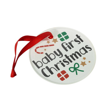 Baby first Christmas, Χριστουγεννιάτικο στολίδι γυάλινο 9cm