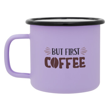 But first Coffee, Κούπα Μεταλλική εμαγιέ ΜΑΤ Light Pastel Purple 360ml