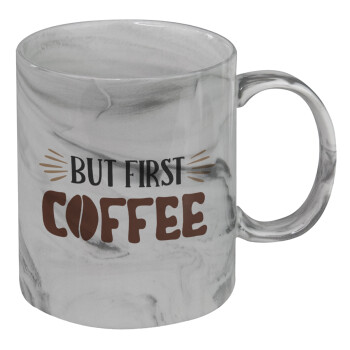 But first Coffee, Mug ceramic marble style, 330ml