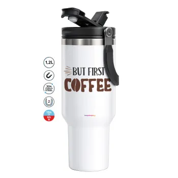 But first Coffee, Mega Travel Mug / Travel Mug, double walled (thermal) 1.2L