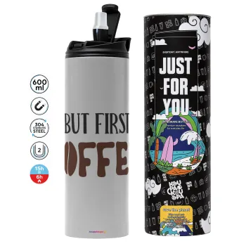 But first Coffee, Tumbler stainless steel GREY 600ml