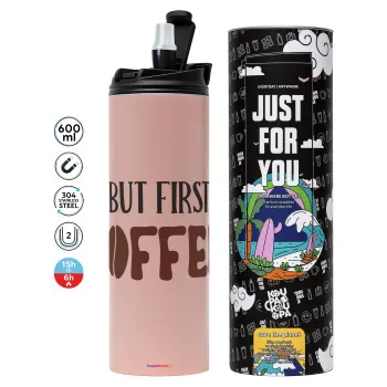 But first Coffee, Tumbler stainless steel PINK 600ml