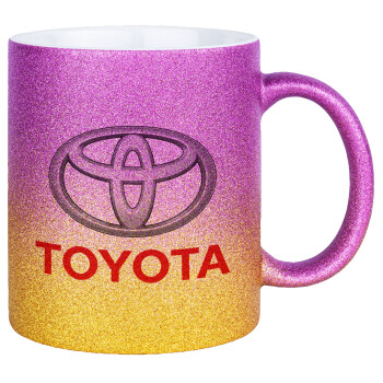Toyota, Κούπα Χρυσή/Ροζ Glitter, κεραμική, 330ml