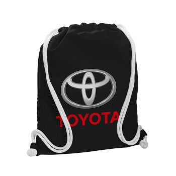 Toyota, Τσάντα πλάτης πουγκί GYMBAG Μαύρη, με τσέπη (40x48cm) & χονδρά λευκά κορδόνια