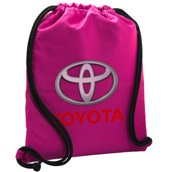 Toyota, Τσάντα πλάτης πουγκί GYMBAG Φούξια, με τσέπη (40x48cm) & χονδρά κορδόνια