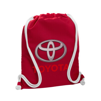 Toyota, Τσάντα πλάτης πουγκί GYMBAG Κόκκινη, με τσέπη (40x48cm) & χονδρά κορδόνια