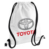 Toyota, Τσάντα πλάτης πουγκί GYMBAG λευκή, με τσέπη (40x48cm) & χονδρά κορδόνια
