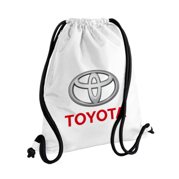 Toyota, Backpack pouch GYMBAG white, with pocket (40x48cm) & thick cords