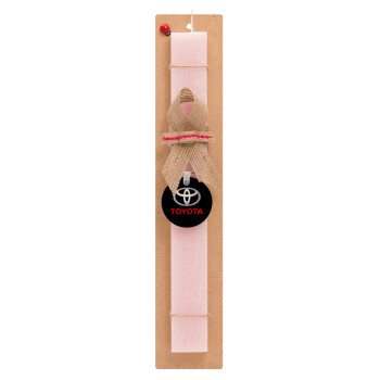 Toyota, Easter Set, wooden keychain & scented flat Easter candle (30cm) (PINK)