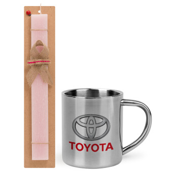 Toyota, Πασχαλινό Σετ, μεταλλική κούπα θερμό (300ml) & πασχαλινή λαμπάδα αρωματική πλακέ (30cm) (ΡΟΖ)