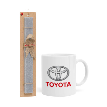 Toyota, Easter Set, Ceramic Cup (330ml) & Easter aromatic flat candle (30cm) (GRAY)