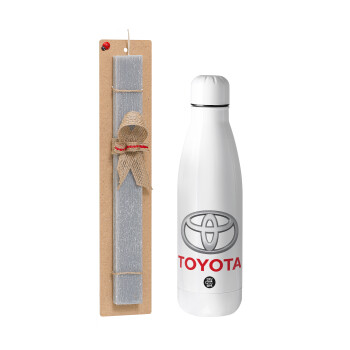 Toyota, Πασχαλινό Σετ, μεταλλικό παγούρι θερμός ανοξείδωτο (500ml) & πασχαλινή λαμπάδα αρωματική πλακέ (30cm) (ΓΚΡΙ)