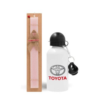 Toyota, Easter Set, metallic aluminum bottle (500ml) & aromatic flat Easter candle (30cm) (PINK)