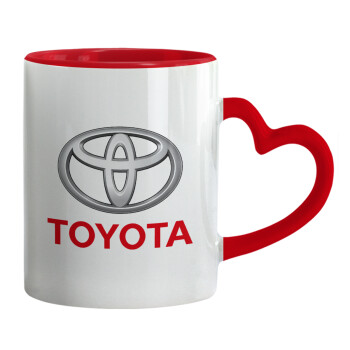 Toyota, Mug heart red handle, ceramic, 330ml