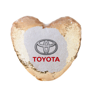 Toyota, Μαξιλάρι καναπέ καρδιά Μαγικό Χρυσό με πούλιες 40x40cm περιέχεται το  γέμισμα