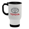 Toyota, Κούπα ταξιδιού ανοξείδωτη με καπάκι, διπλού τοιχώματος (θερμό) λευκή 450ml