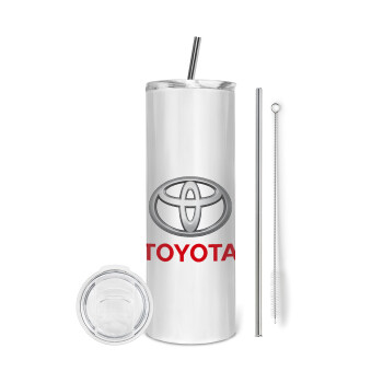 Toyota, Eco friendly ποτήρι θερμό (tumbler) από ανοξείδωτο ατσάλι 600ml, με μεταλλικό καλαμάκι & βούρτσα καθαρισμού