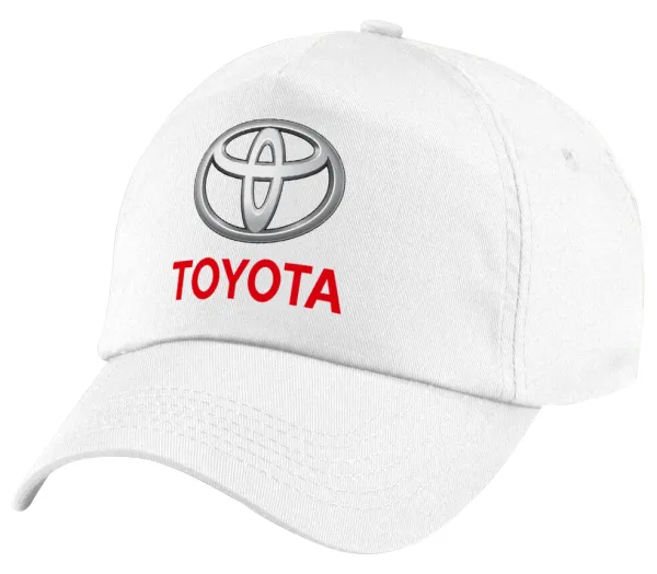Toyota — Πεντάφυλλο καπέλο Λευκό, 100% Βαμβακερό (Twill), με ρύθμιση, unisex