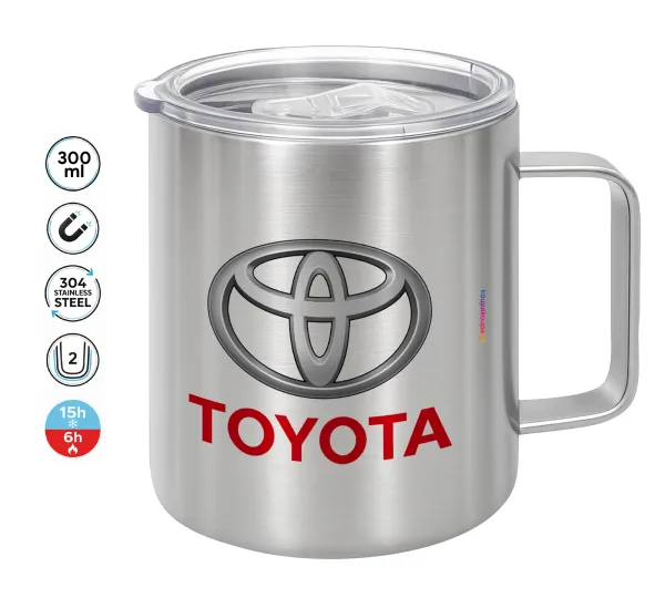 Toyota — Double-walled stainless steel mug 300ml with temperature-retaining lid