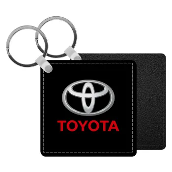 Toyota, Μπρελόκ Δερματίνη, τετράγωνο ΜΑΥΡΟ (5x5cm)