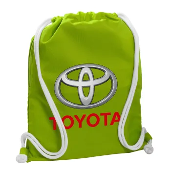 Toyota, Backpack bag GYMBAG LIME GREEN, with pocket (40x48cm) & thick cords