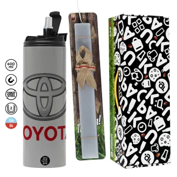 Toyota, Πασχαλινή Λαμπάδα με Travel Tumbler θερμό (600ml, BPA free) & κερί αρωματικό πλακέ (30cm) (ΓΚΡΙ)