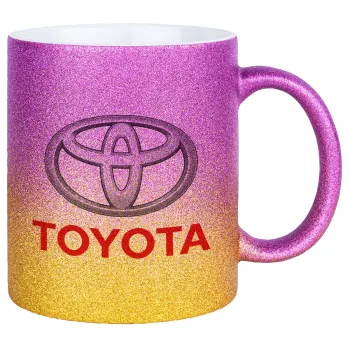 Toyota, Κούπα Χρυσή/Ροζ Glitter, κεραμική, 330ml