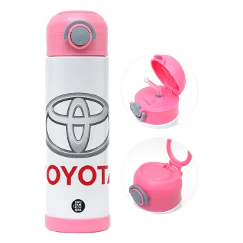 Toyota, Children's hot water bottle, stainless steel, with safety straw, PINK (500ml)