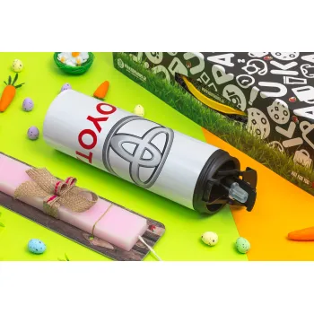 Toyota, Easter candle,Travel Tumbler 2 Lids, with metal straw & cleaning brush & aromatic flat candle (30cm) (PINK)