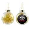 Transparent Christmas tree ball ornament with gold filling 8cm
